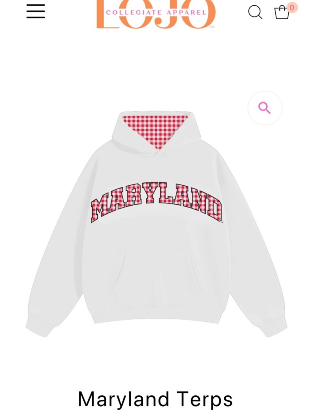 Maryland Gingham-Lined White Hoodie